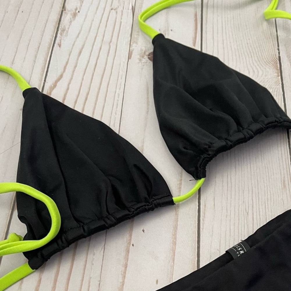 Black & Green Bikini Top